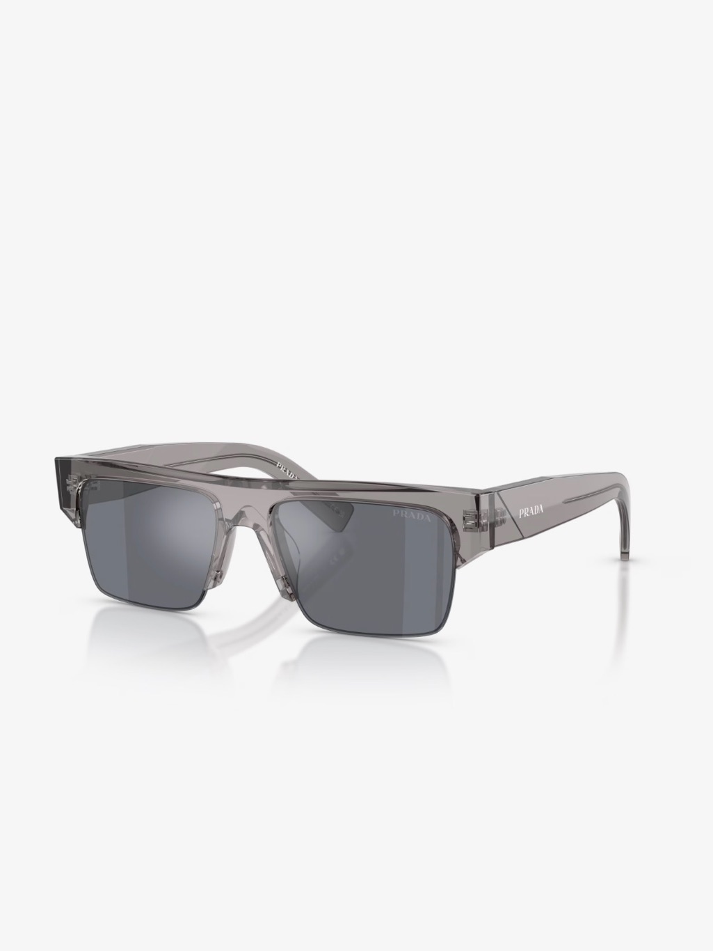 Prada Smoke Transparent Frame Sunglasses With Dark Gray Lenses